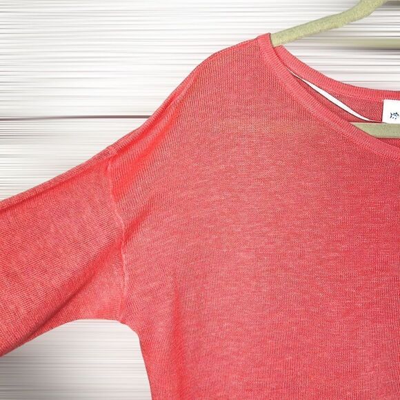 NWOT SOUTHERN TIDE Coral Knit Linen Boat Neck Long Sleeve Oversize Top Blouse M - Picture 3 of 11